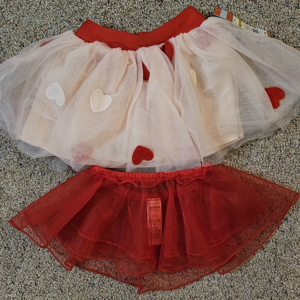 Red and White Heart Tulle Skirt Set
